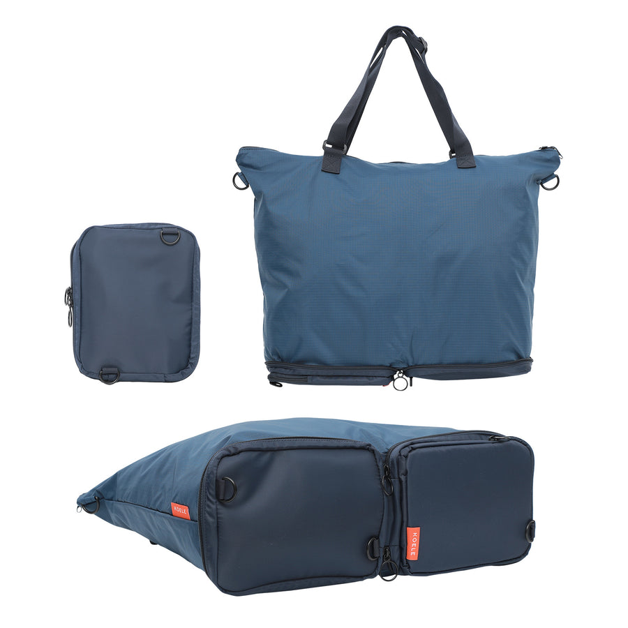 Shopper Bag Tote Bag Foldable Travel Laptop Grocery Nylon KO-DUAL NAVY - SuperSaverAU - view 1