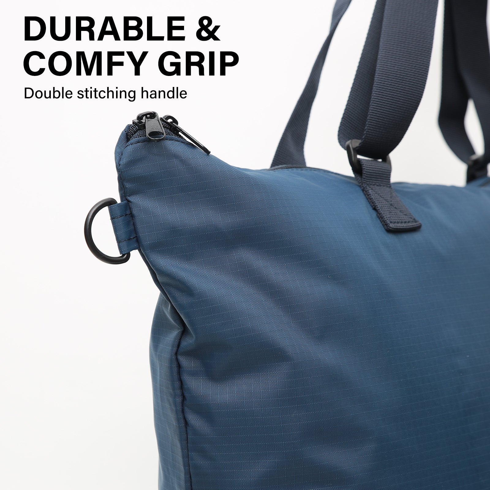 Shopper Bag Tote Bag Foldable Travel Laptop Grocery Nylon KO-DUAL NAVY - SuperSaverAU - view 6