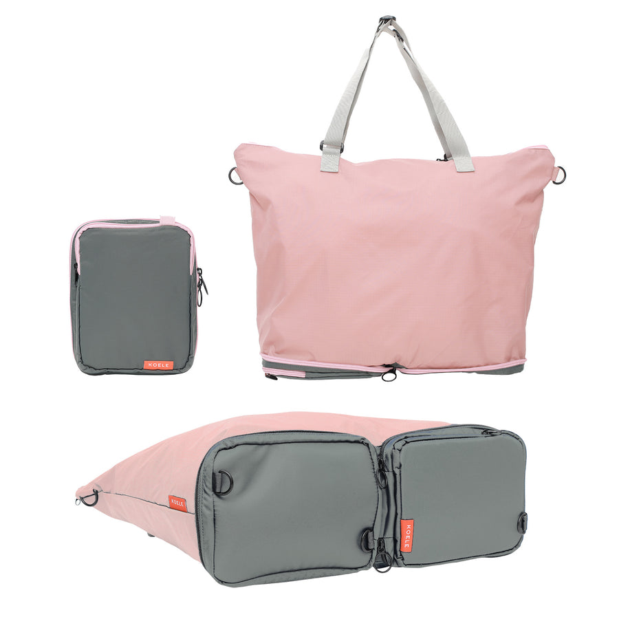 Shopper Bag Tote Bag Foldable Travel Laptop Grocery Nylon KO-DUAL PINK - SuperSaverAU - view 1