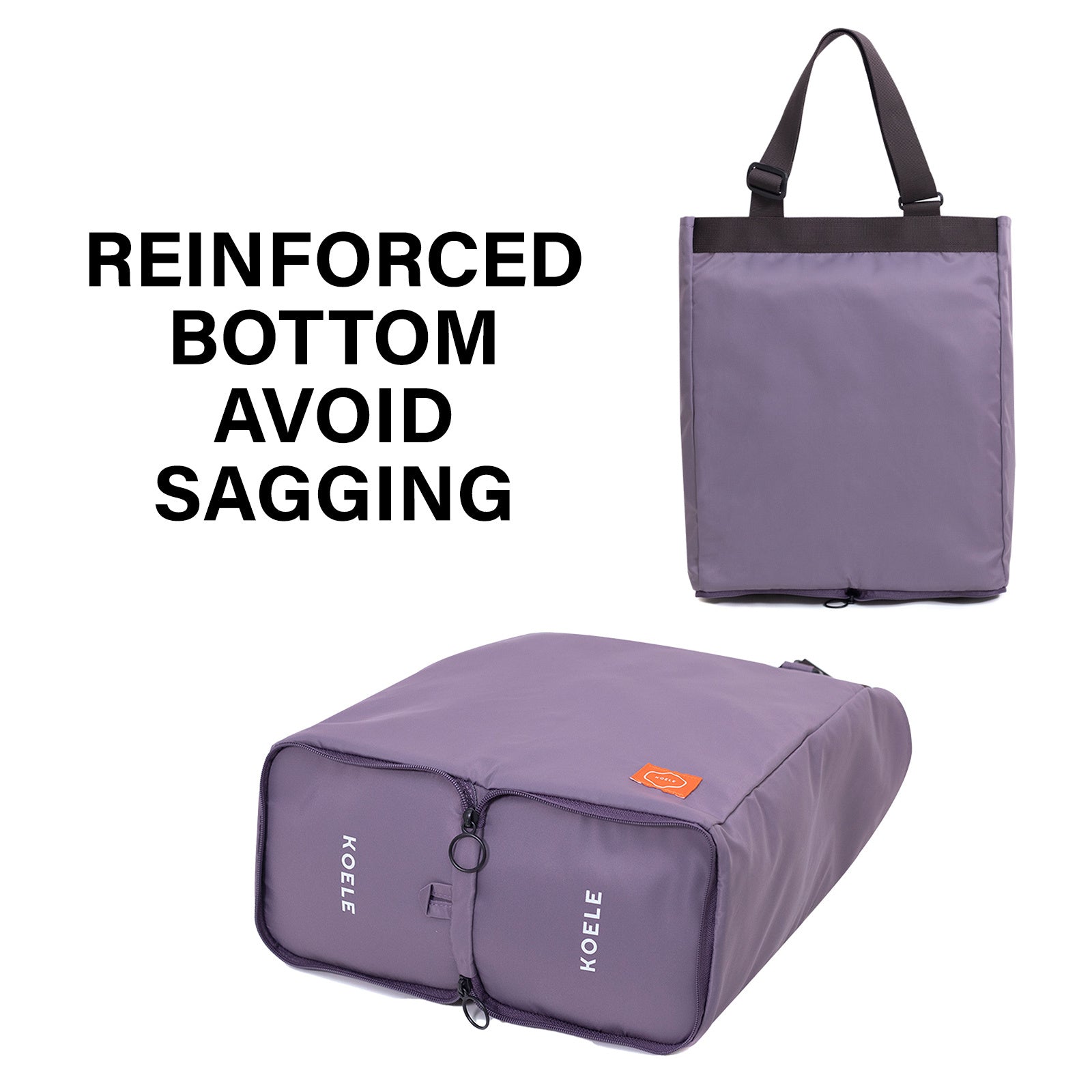 Shopper Bag Tote Bag Foldable Travel Laptop Grocery Nylon KO-SHOULDER PURPLE - SuperSaverAU - view 8