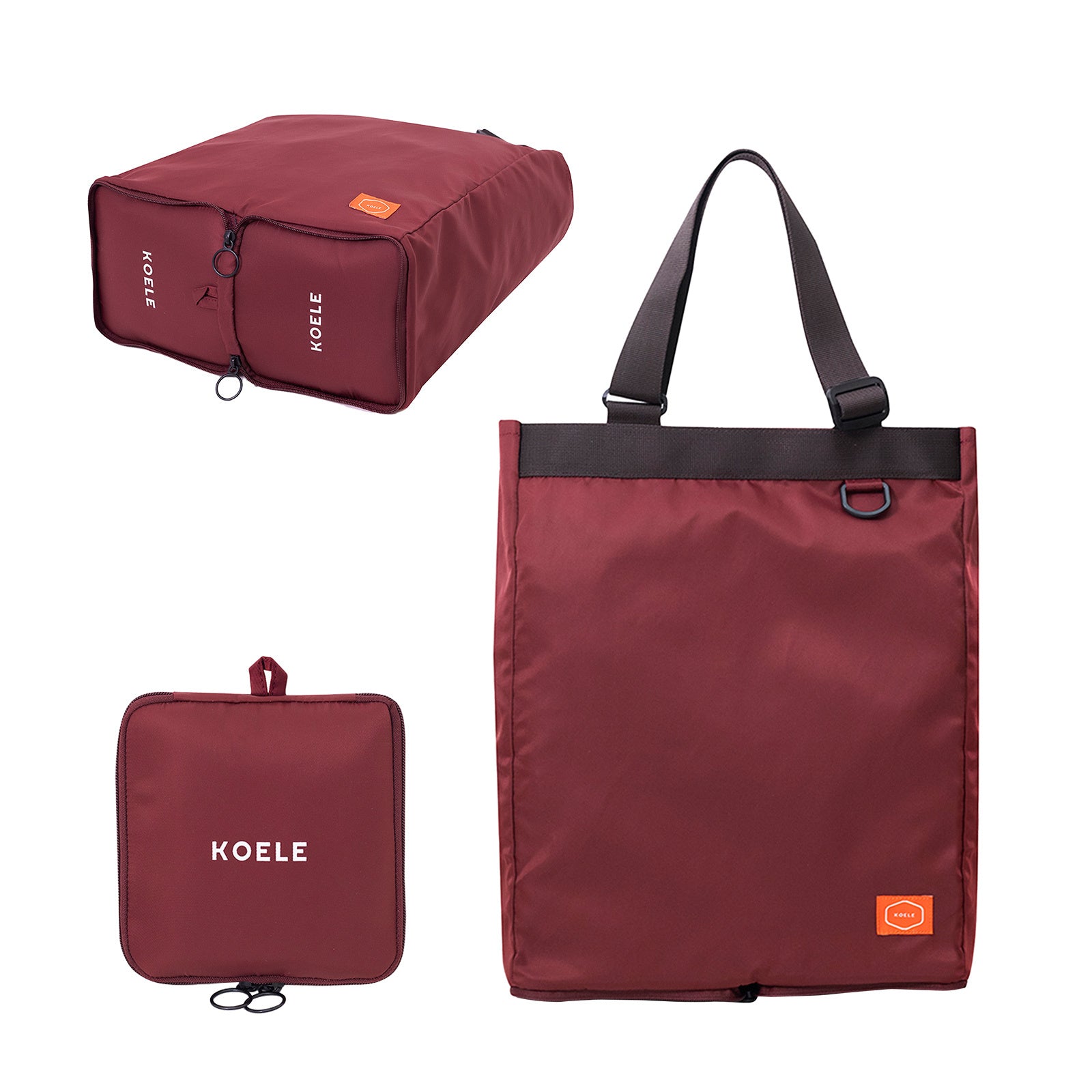 Shopper Bag Tote Bag Foldable Travel Laptop Grocery Nylon KO-SHOULDER WINE - SuperSaverAU - view 1