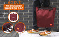 Shopper Bag Tote Bag Foldable Travel Laptop Grocery Nylon KO-SHOULDER WINE - SuperSaverAU - view 2