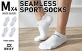 4X Rexy Seamless Sport Sneakers Socks Medium Non-Slip Heel Tab WHITE - SuperSaverAU - view 2