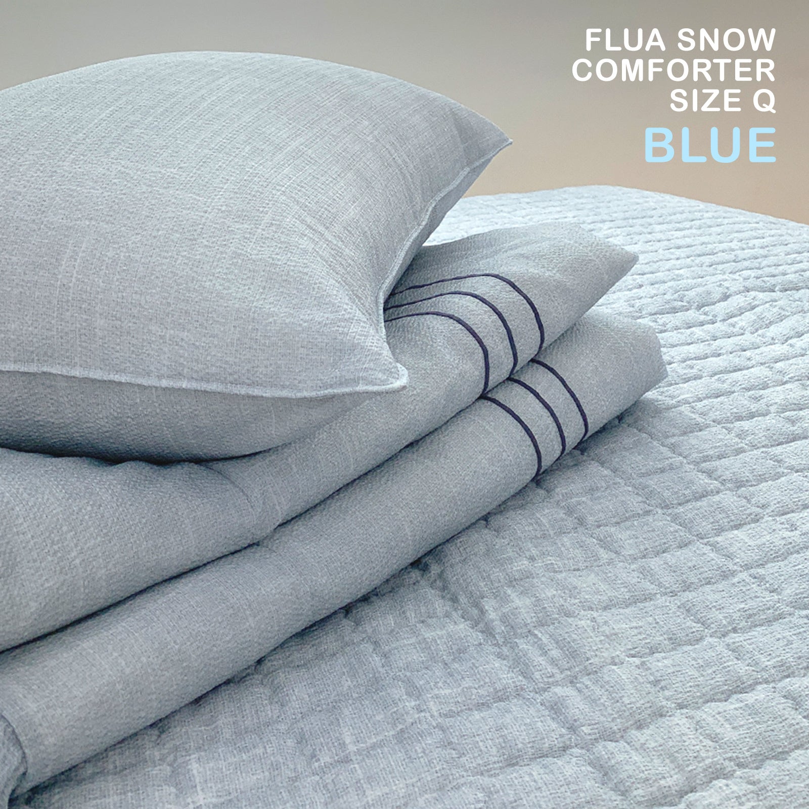 SAESOM Queen Flua Snow Comforter Set - Cool Lightweight Quilt, Blue - SuperSaverAU - view 1