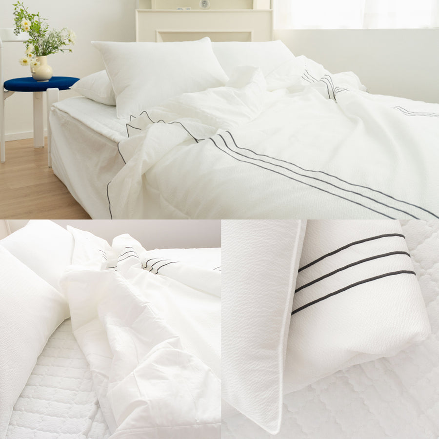 SAESOM Queen Flua Snow Comforter Set - Cool Lightweight Quilt, White, 100% Cotton - SuperSaverAU - view 1