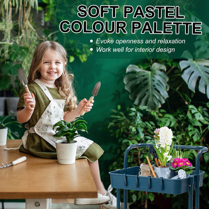 Kandoka Rolling Kitchen Utility Cart 2 Tier with Lockable Wheels - Blue