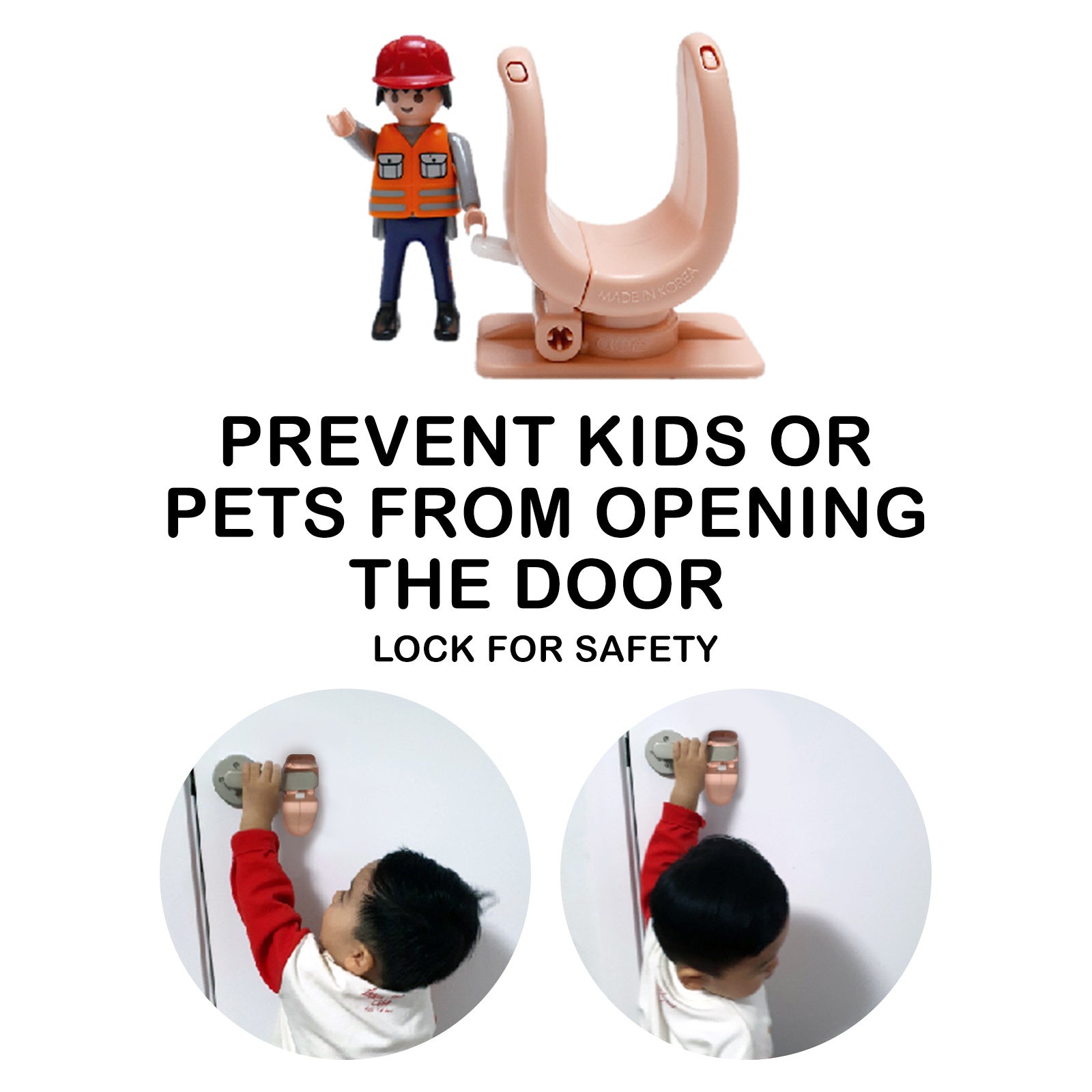APPASON 4X Door Lever Lock Pet Child Proof Adhesive Handle Lock - Apricot Pink, 3.5cm - SuperSaverAU - view 2