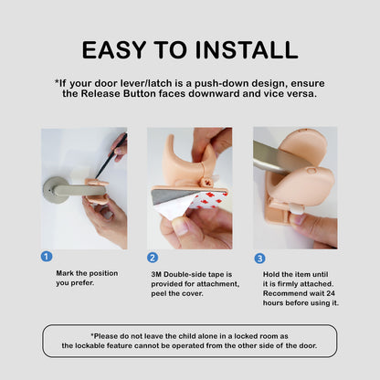 APPASON 4X Door Lever Lock Pet Child Proof Adhesive Handle Lock - Apricot Pink, 3.5cm