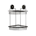 KiahLoc Double Corner Shelf - Removable Suction, Waterproof, 23x23x31.5cm, Black - SuperSaverAU - view 1