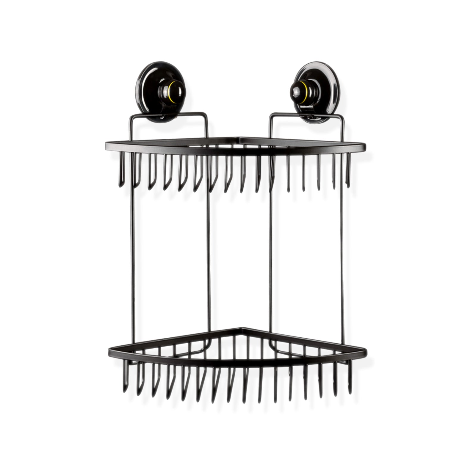 KiahLoc Double Corner Shelf - Removable Suction, Waterproof, 23x23x31.5cm, Black - SuperSaverAU - view 1