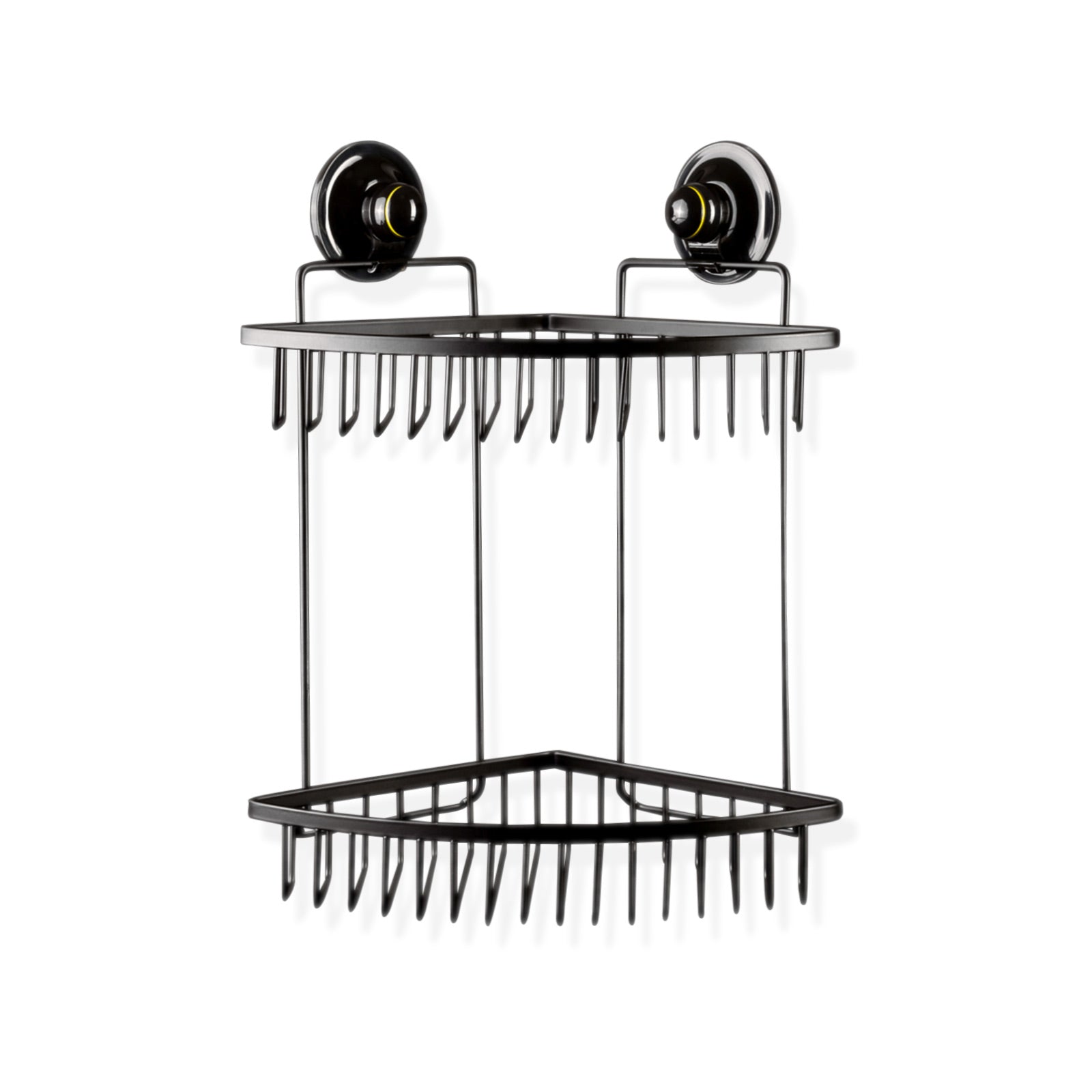 KiahLoc Double Corner Shelf - Removable Suction, Waterproof, 23x23x31.5cm, Black - SuperSaverAU - view 2