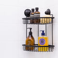 KiahLoc Double Corner Shelf - Removable Suction, Waterproof, 23x23x31.5cm, Black - SuperSaverAU - view 3