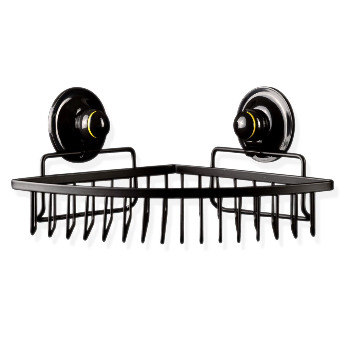 KiahLoc Corner Basket Removable Suction Medium - Black, Waterproof, Easy Install 23x23x7.7cm