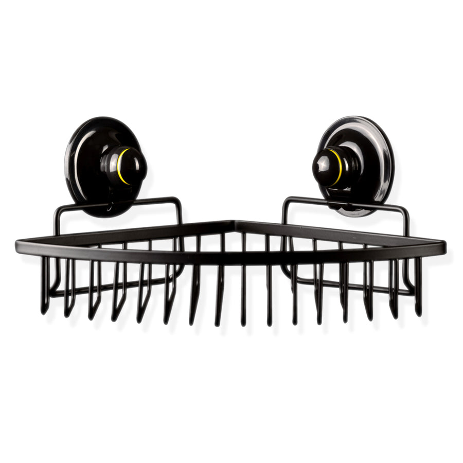 KiahLoc Corner Basket Removable Suction Medium - Black, Waterproof, Easy Install 23x23x7.7cm - SuperSaverAU - view 1