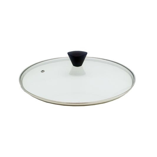 KOMAN 28cm Stainless Steel Glass Lid with Bakelite Handle, Heat-Strengthened