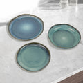3-Piece Earthy Aqua Reactive Glazed Ceramic Dinner Set - Plate & Bowl - SuperSaverAU - view 2