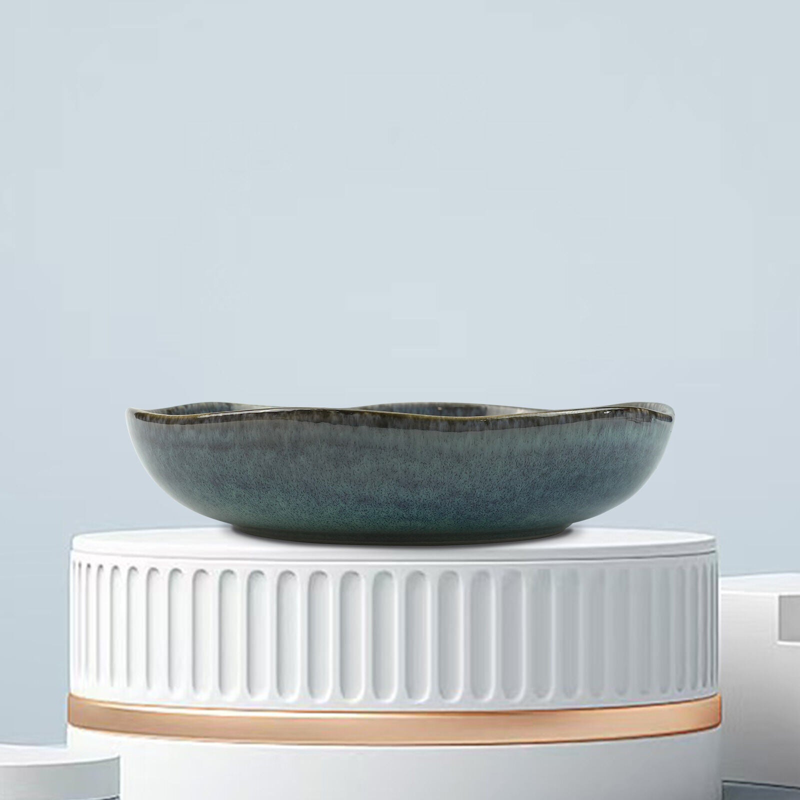 3-Piece Earthy Aqua Reactive Glazed Ceramic Dinner Set - Plate & Bowl - SuperSaverAU - view 8
