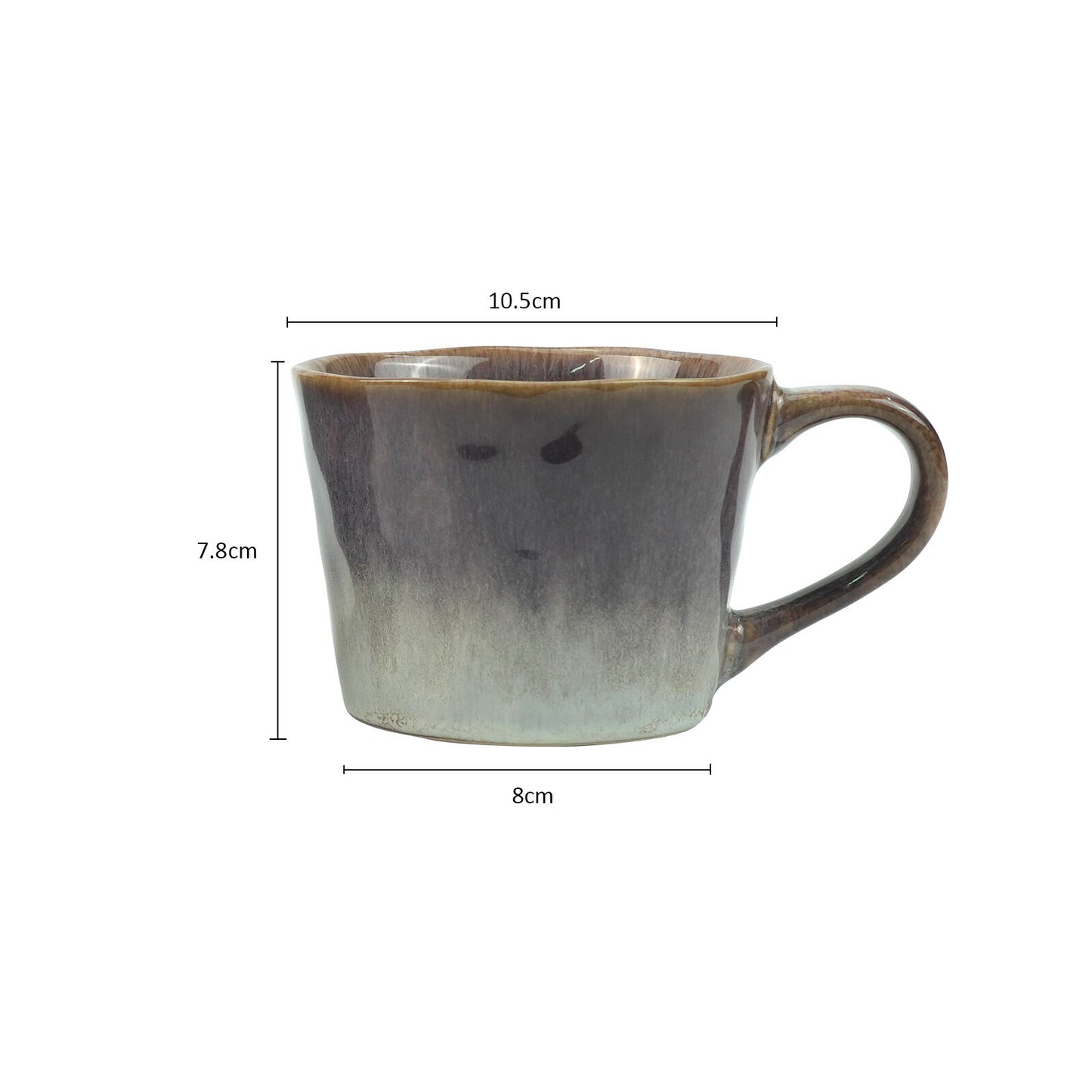Set of 2 Earthy Grey Blue Reactive Glazed Ceramic Coffee Mugs 350ml