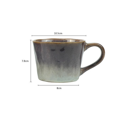 Set of 2 Earthy Grey Blue Reactive Glazed Ceramic Coffee Mugs 350ml