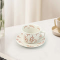 Earthy Red Ceramic Cup & Saucer Set 380ml with Spoon - Floral Design - SuperSaverAU - view 2