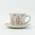 Earthy Red Ceramic Cup & Saucer Set 380ml with Spoon - Floral Design - SuperSaverAU - view 4