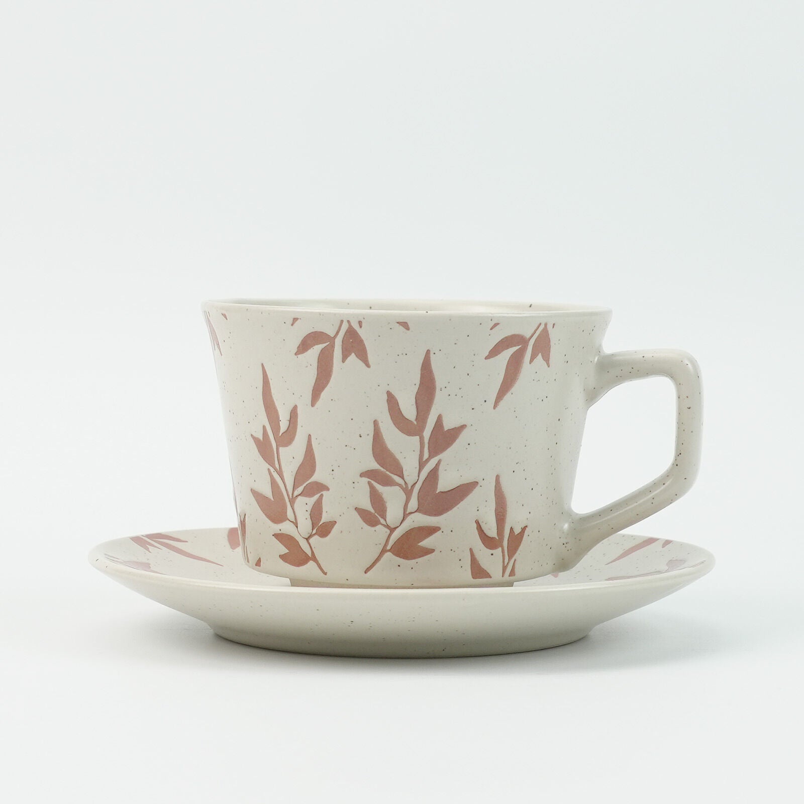 Earthy Red Ceramic Cup & Saucer Set 380ml with Spoon - Floral Design - SuperSaverAU - view 4