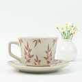 Earthy Red Ceramic Cup & Saucer Set 380ml with Spoon - Floral Design - SuperSaverAU - view 6