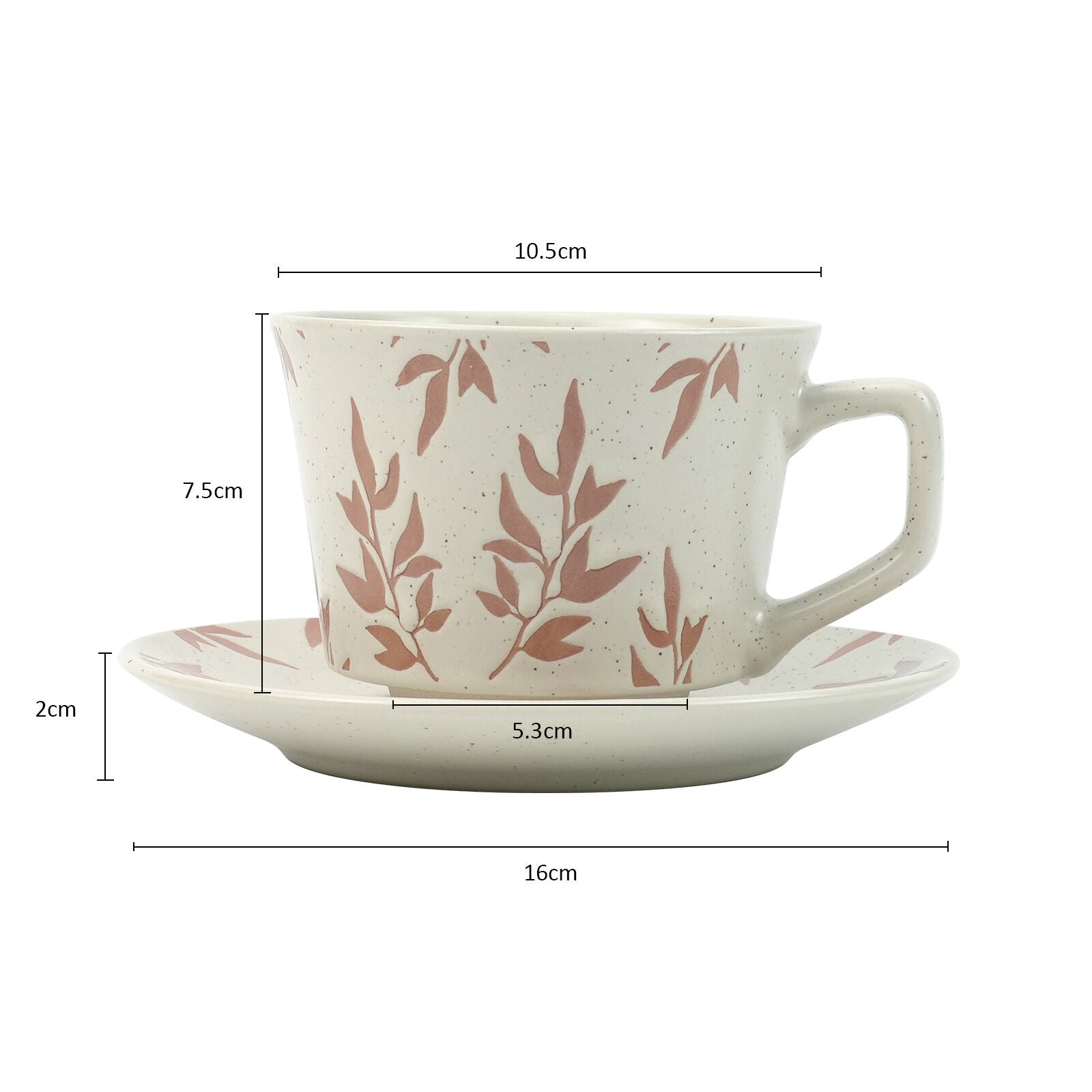 Earthy Red Ceramic Cup & Saucer Set 380ml with Spoon - Floral Design - SuperSaverAU - view 7