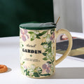 2X High-Fired Ceramic Porcelain Mug Set with Lid 400ml - Secret Garden Design, Cream - SuperSaverAU - view 2
