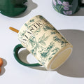 2X High-Fired Ceramic Porcelain Mug Set with Lid 400ml - Secret Garden Design, Green - SuperSaverAU - view 5
