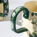 2X High-Fired Ceramic Porcelain Mug Set with Lid 400ml - Vintage Floral, Green - SuperSaverAU - view 4