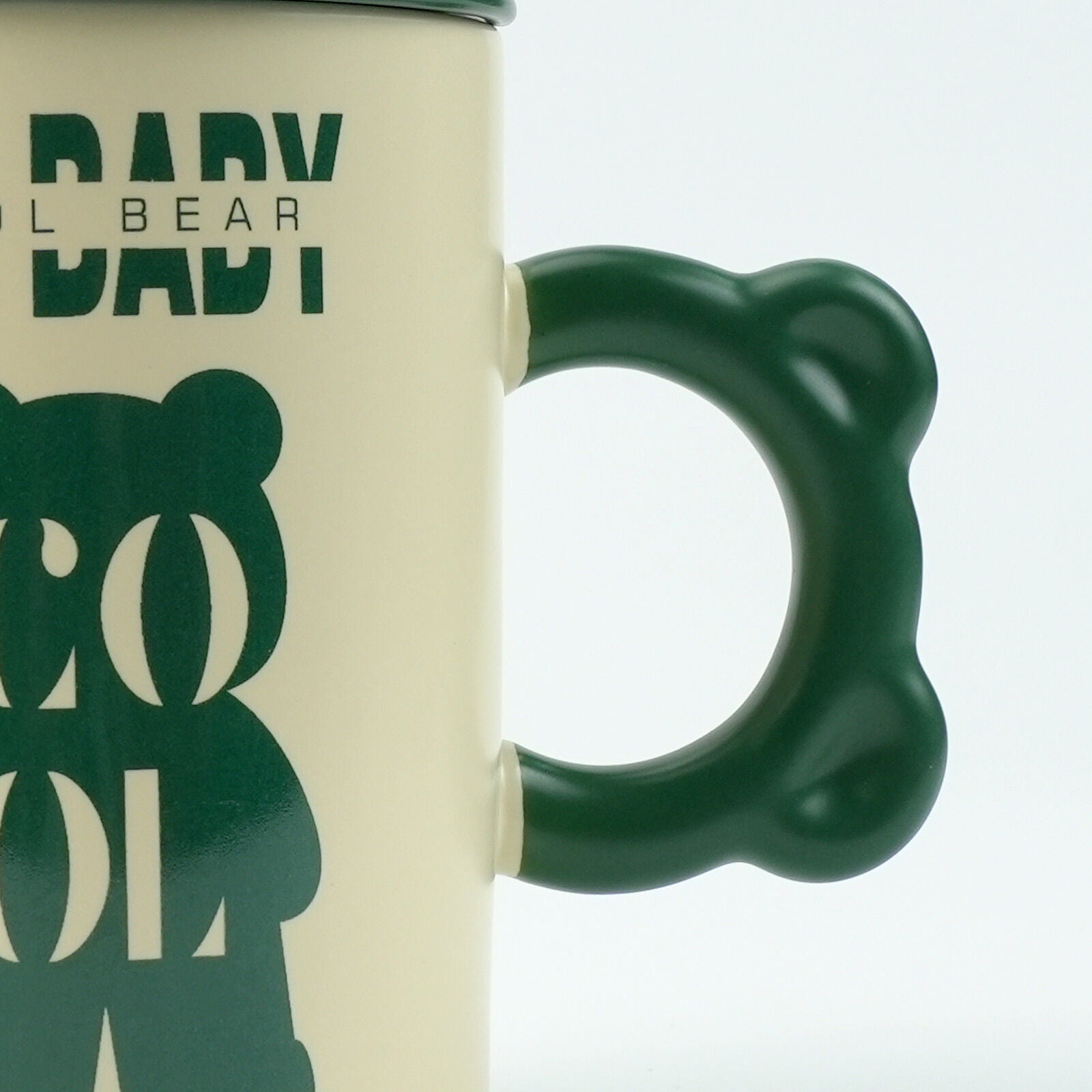 2X High-Fired Ceramic Porcelain Mug Set with Lid 400ml - Bear Design, Green - SuperSaverAU - view 7