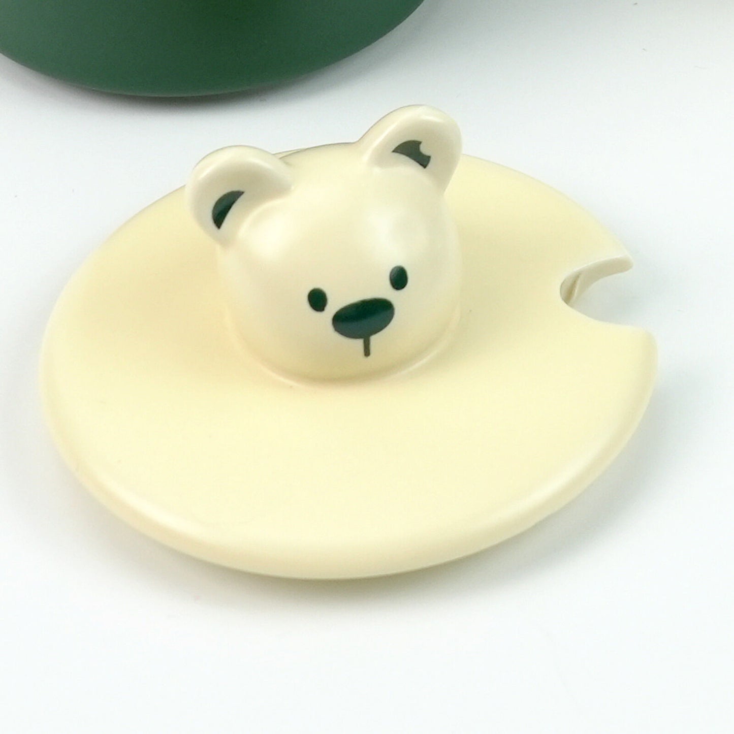 2X High-Fired Ceramic Porcelain Mug Set with Lid 400ml - Bear Design, Green