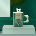 2X High-Fired Ceramic Porcelain Mug Set with Lid 400ml - Bear Design, Green - SuperSaverAU - view 2
