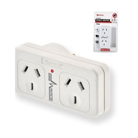 Sansai Surge Protected Double Adaptor - Left Hand
