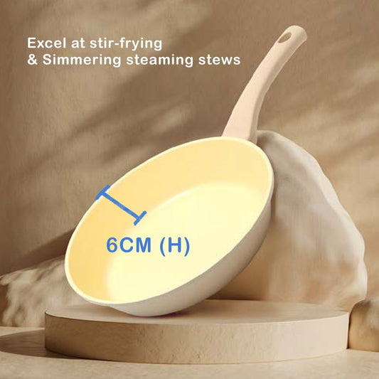 Giorno Felice 28cm Ceramic Non-Stick Frypan Induction - Easy Clean, Oil-Road Design