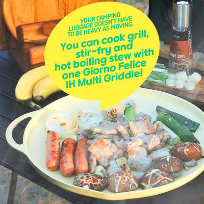 Giorno Felice IH Griddle Pan 34cm Non-Stick Ceramic for Camping & Korean Stew