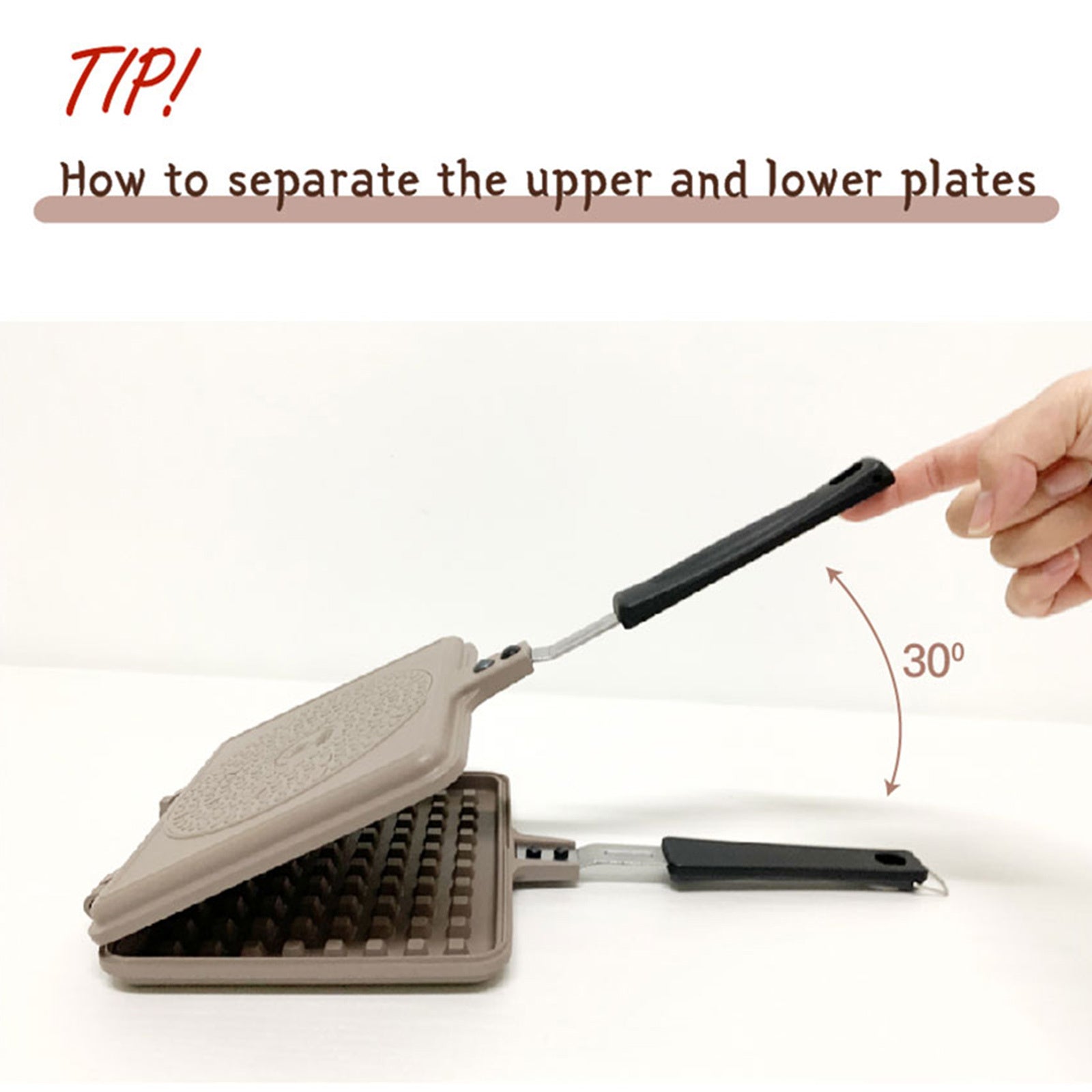 Giorno Felice Waffle Maker Pan Non-Stick Double-Sided 16cm x 13.5cm Detachable - SuperSaverAU - view 4