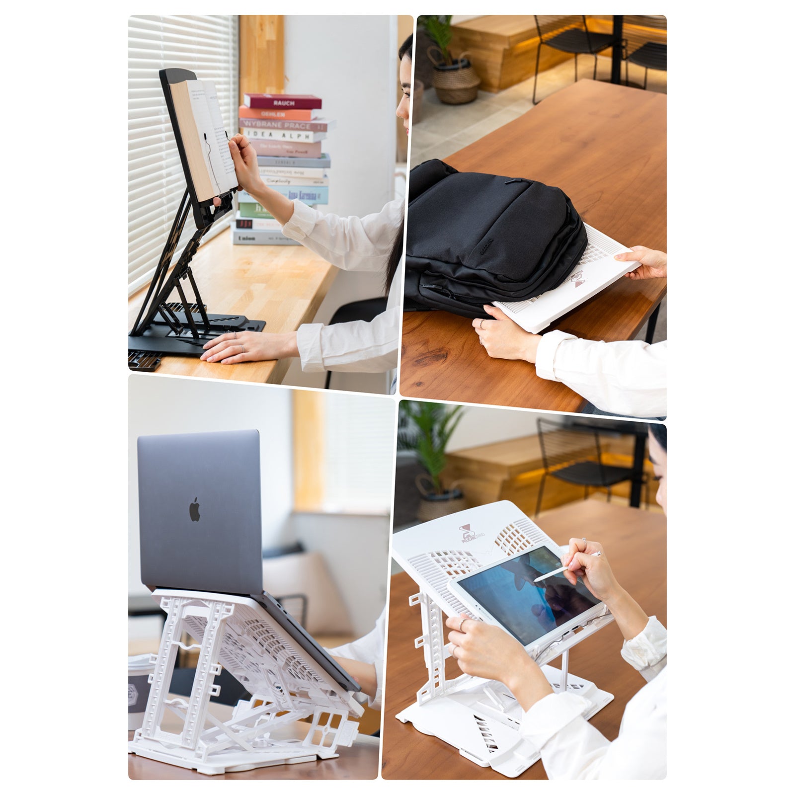 Pelican Stand Adjustable Laptop Holder Foldable Tablet Book PC Desk - Black, 53cm - SuperSaverAU - view 4