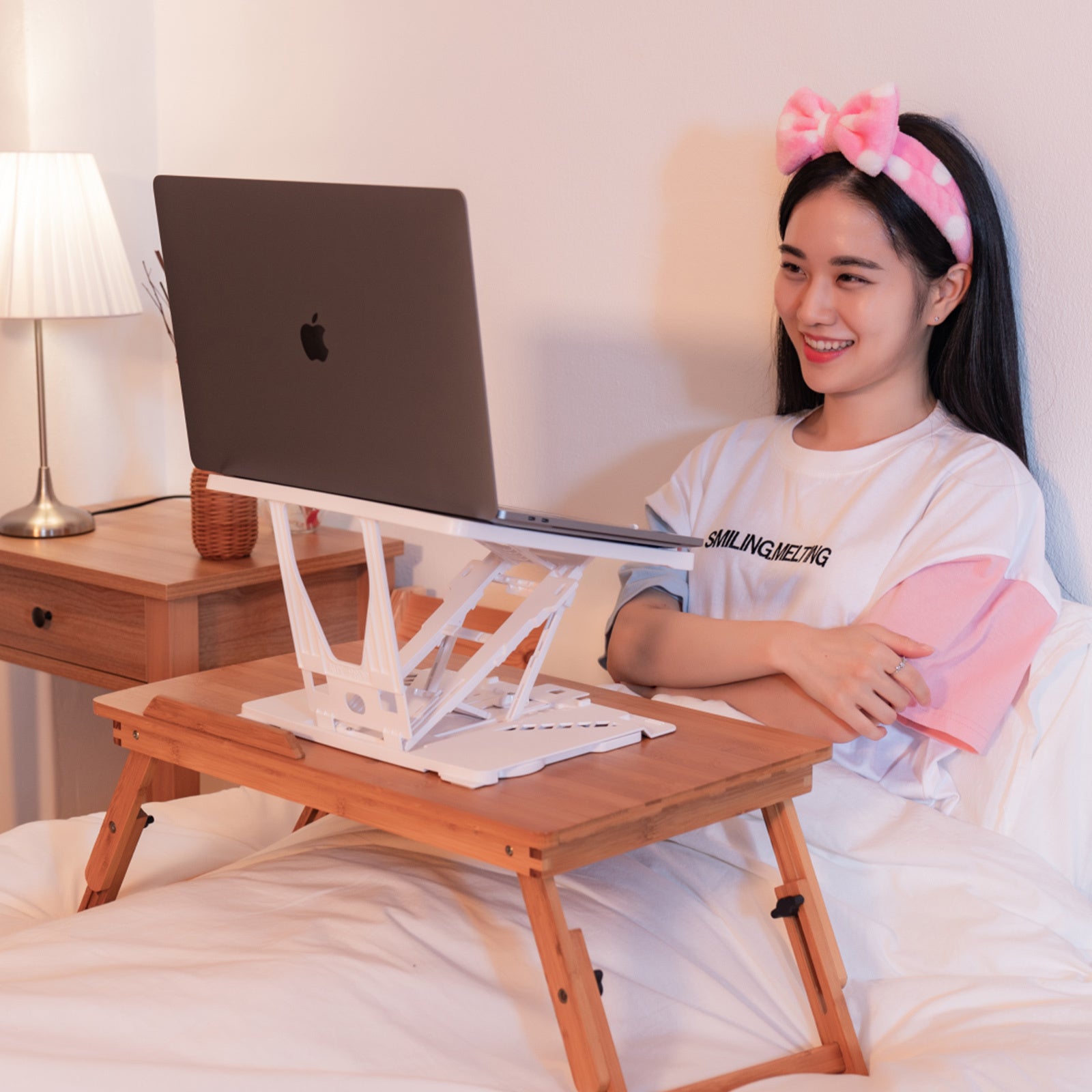 Pelican Stand Adjustable Laptop Holder Foldable Tablet Book PC Desk - White, 53cm - SuperSaverAU - view 11