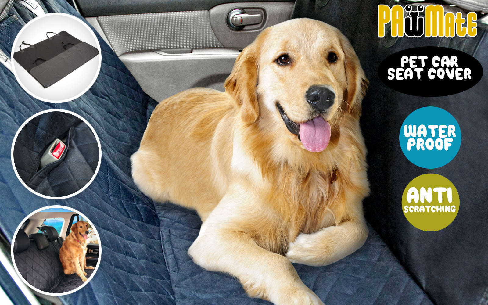 Paw Mate XXL Waterproof Pet Dog Car Boot Seat Cover - Black, Easy Clean - SuperSaverAU - view 2