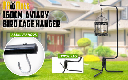 Paw Mate Bird Cage Hanger Stand 160cm for Small/Medium Birds, Black