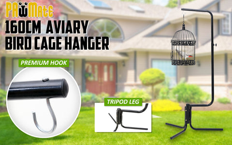 Paw Mate Bird Cage Hanger Stand 160cm for Small/Medium Birds, Black - SuperSaverAU - view 2