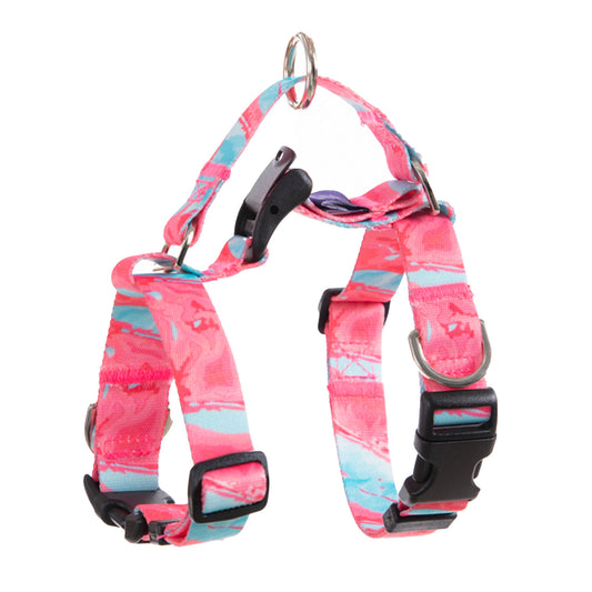 Banhamsisun Dog Harness Adjustable No Pull Double-Lined Straps L Marble Pink