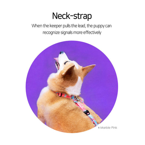 Banhamsisun Dog Harness Adjustable No Pull Double-Lined Straps L Marble Pink - SuperSaverAU - view 2