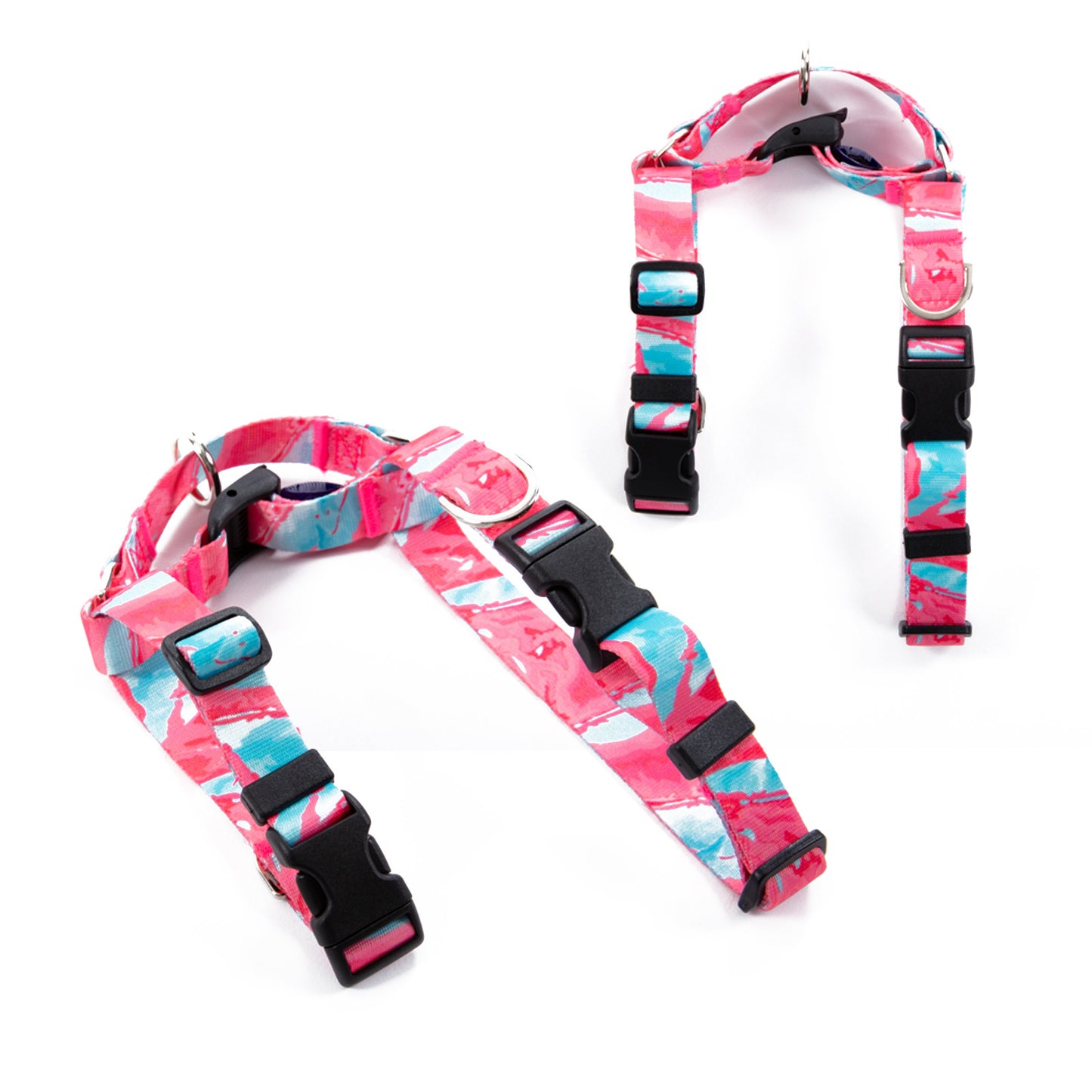 Banhamsisun Dog Harness Adjustable No Pull Double-Lined Straps L Marble Pink