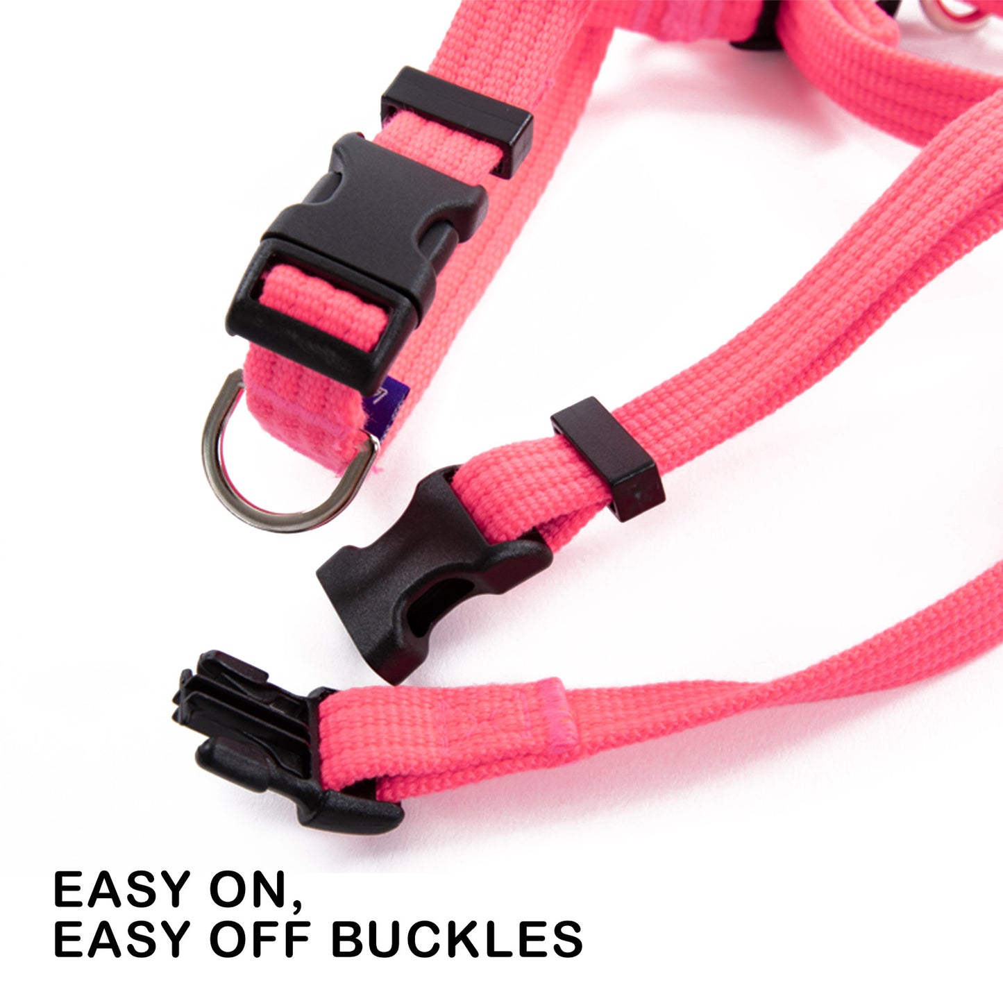 Banhamsisun Dog Harness Adjustable No Pull Double-Lined Straps L Neon Carol-Pink