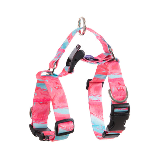 Banhamsisun Dog Harness Adjustable No Pull Double-Lined Straps M Marble Pink