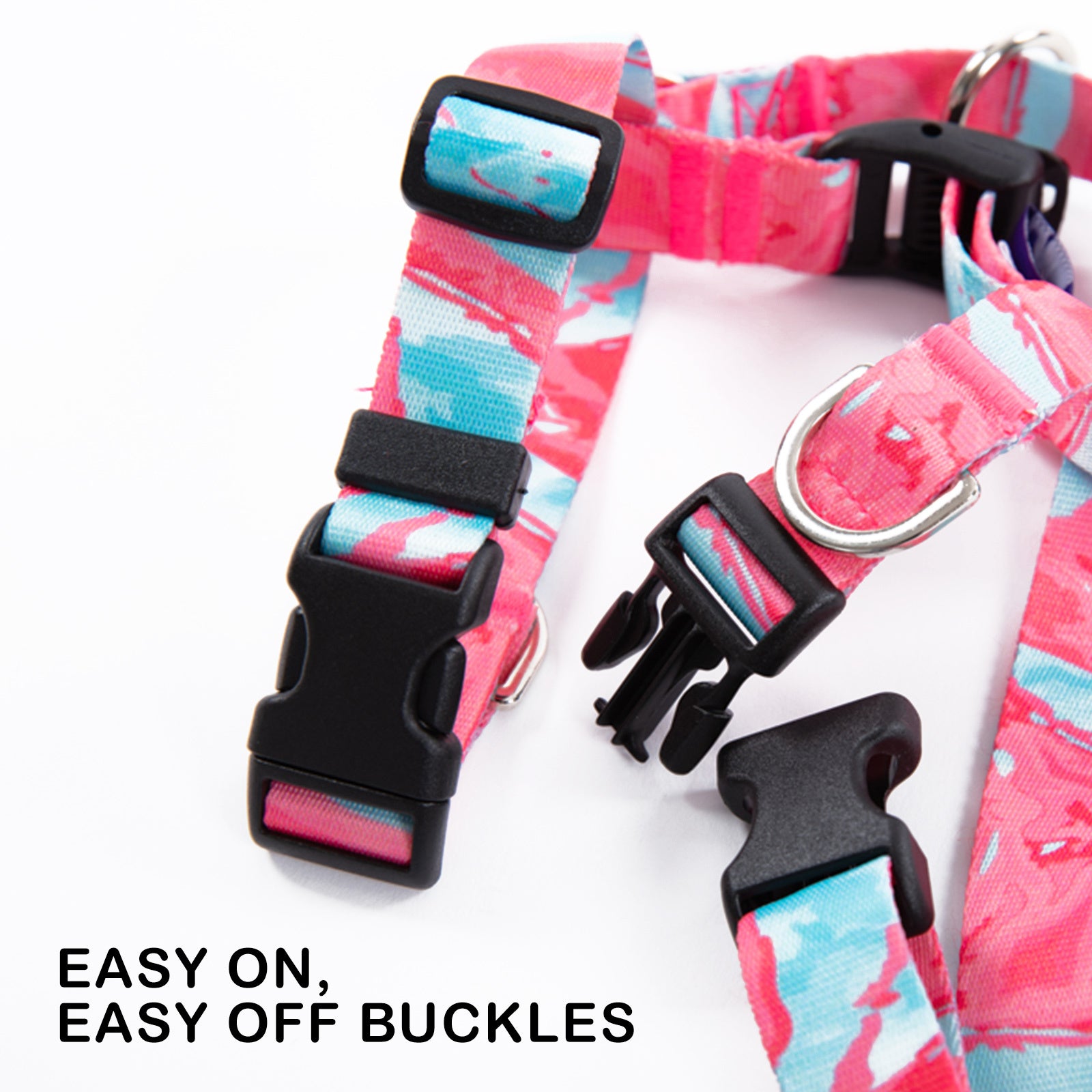 Banhamsisun Dog Harness Adjustable No Pull Double-Lined Straps M Marble Pink - SuperSaverAU - view 6