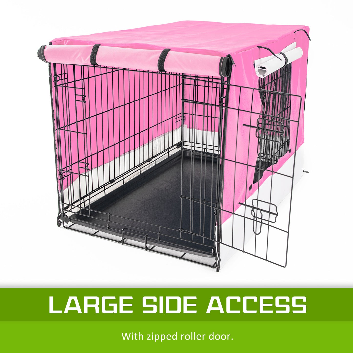 Paw Mate 30in Pink Dog Crate Cover, Waterproof, Heavy Duty, Roll-Up Access